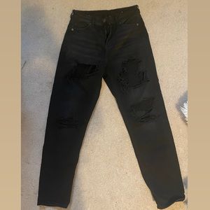 Black Ripped Mom Jeans